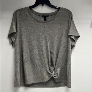 INC International Concepts Metallic Gray Short Sleeve Top